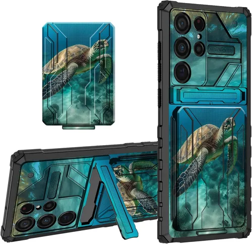 Miniatura 41 de Funda tipo cartera para Samsung Galaxy S22 Ultra con soporte para tarjeta de crédito y soporte de doble capa de policarbonato duro de PC suave TPU a