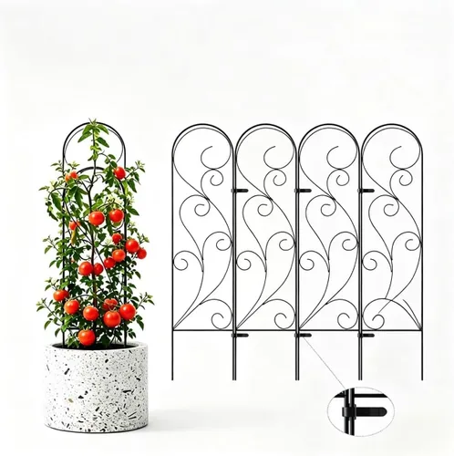 Miniatura 11 de Zhongma Paquete de 4 enrejados de metal de 24 pulgadas para plantas en macetas que trepan, interior y exterior, enrejado de soporte para plantas