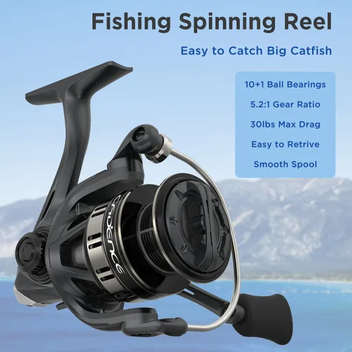 Miniatura 2 de Cadence - Carrete giratorio ideal 2024, carrete de pesca súper suave con 10 + 1 BB para agua dulce, duradero y potente carrete con 30 libras
