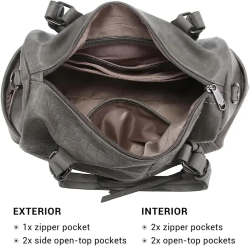 Miniatura 4 de Dasein Bolsas de barril de cuero vegano suave para mujer, bolso de mano grande con asa superior para trabajo, bolso de hombro