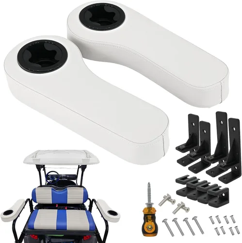 Miniatura 11 de XUANYUDG0769 Reposabrazos de carrito de golf con portavasos para EZGO TXT Club Car DS Precedent y Yamaha Kit de asiento trasero, marco de soporte