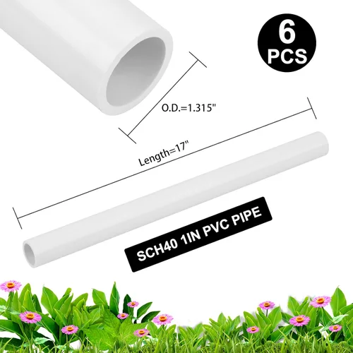 Miniatura 3 de 6 tubos de PVC de 1 pulgada de largo Sch40 de 17 pulgadas de largo, tubos industriales de PVC para bricolaje, invernadero, jardín, granja, taller