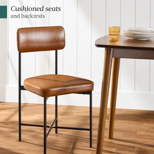 Miniatura 6 de Best Choice Products Juego de 2 sillas de comedor de piel sintética, altura estándar, cojines acolchados con marco de metal para cocina y comedor