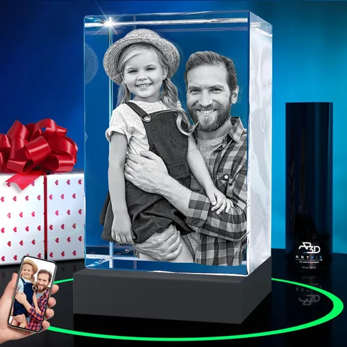 Miniatura 28 de ArtPix - Foto de cristal 3D, regalos personalizados para papá, mujeres, esposa, abuelo, gran regalo personalizado con tu propia foto, grabado en 3D