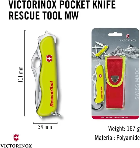 Miniatura 3 de Victorinox Herramienta de rescate con bolsa de nailon, cuchillo suizo del ejército, 13 funciones, navaja de bolsillo de fabricación suiza