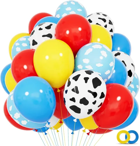 Miniatura 12 de Kit de 68 globos azules y blancos de 12 pulgadas, globos de confeti azul con azul claro, azul bebé y perla blanca con cintas para cumpleaños, bodas