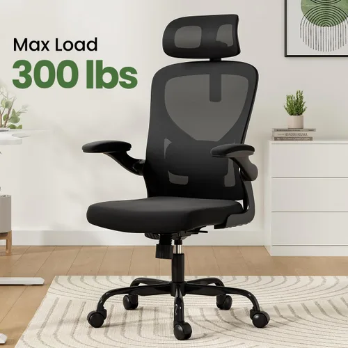 Miniatura 7 de Silla de oficina ergonómica, silla de escritorio de oficina en casa con reposacabezas, silla de computadora de respaldo alto con reposabrazos