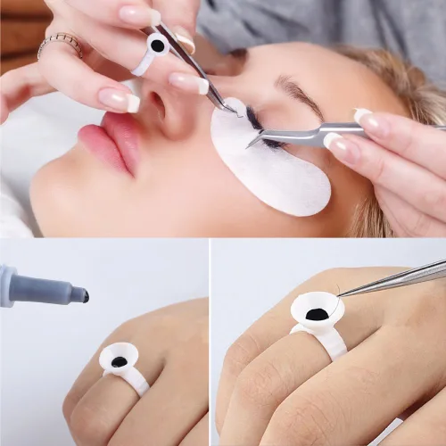 Miniatura 6 de 100pcs Microblading Pigmento Pegamento Anillos Tatuaje Tinta Titular Para Maquillaje Semi Permanente Diámetro: 0.512 in