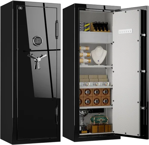 Miniatura 11 de TIGERKING Caja fuerte grande ignífuga para el hogar, 8.12 pies cúbicos, diseño brillante de lujo, acero resistente de 203 libras, protección contra