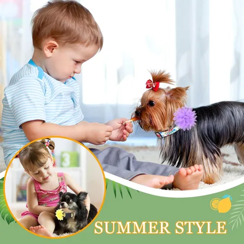 Miniatura 6 de Kajaia Paquete de 4 collares florales para perras, lindos collares ajustables para perros pequeños, medianos y grandes, hembras con flor extraíble
