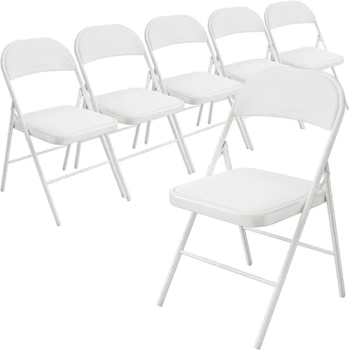 Miniatura 28 de Bonnlo Silla Plegable con Cómodo Cojín Acolchado y Respaldo, Sillas Plegables Portátiles para Exterior, Eventos de Oficina, Bodas, Cuero Pu, 4 Negras