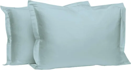 Miniatura 64 de Pizuna Juego de 2 fundas de almohada de 100 % algodón puro, tamaño estándar, color blanco, lujosas fundas de almohada de 400 hilos de satén