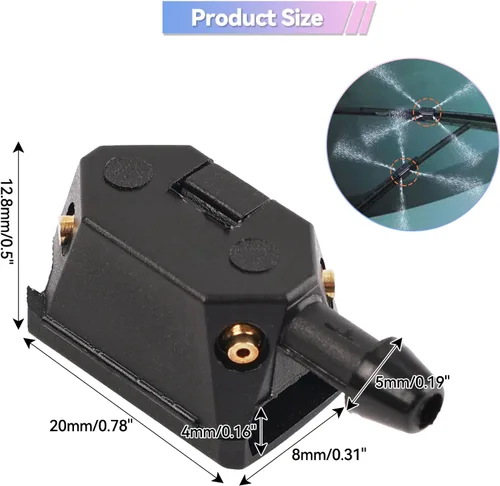 Miniatura 4 de XUKEY Kit de boquilla rociadora para lavaparabrisas, ajuste universal para brazo de limpiaparabrisas de 0.31 a 0.35 pulgadas, ángulo de rociado