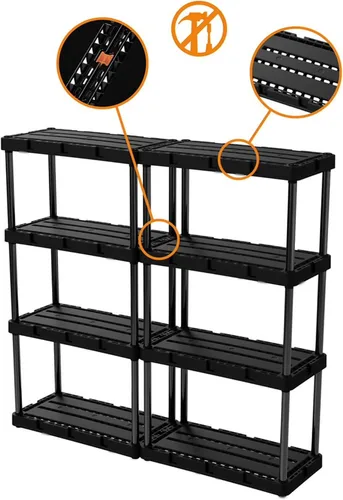 Miniatura 8 de Gracious Living Estantes de almacenamiento de carga ligera, Organizador de estante ventilado Knect-A-Shelf con 4 estantes para el hogar, garaje, 4