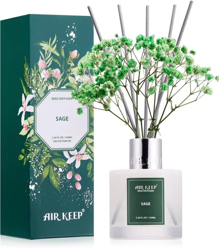 Miniatura 18 de Airkeep Juego de difusor de junco, 3.38 onzas líquidas (3.4 fl oz), difusor de aceite de niebla marina y sal marina con 8 varillas de caña, difusor