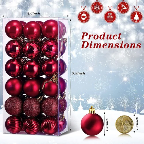 Miniatura 3 de 36 adornos de bolas de Navidad inastillables, decoraciones de árbol de Navidad, adornos de árbol, vacaciones, boda, fiesta, decoración, ganchos