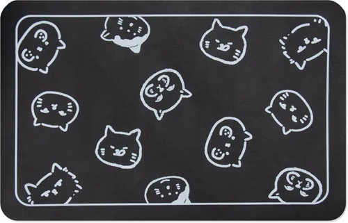 Miniatura 9 de YCT Alfombrilla de comida y agua para gatos para mascotas - Alfombrilla antideslizante súper absorbente para cuenco de perro con múltiples logotipos