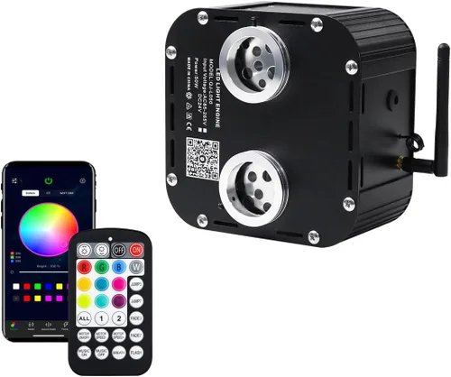 Miniatura 18 de AZIMOM Fuente de Luz de Fibra Óptica Centelleante de Alta Luminosidad 50W Motor Driver de Caja de Luz RGBW Control Remoto Bluetooth/RF Modo Sensor