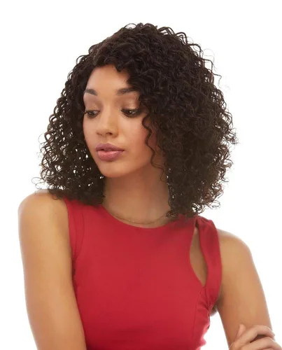 Miniatura 2 de BECCA Peluca de color negro natural de 15 pulgadas de largo, onduladas onduladas, cabello humano Remy, encaje frontal, línea capilar natural, parte