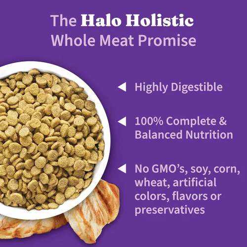 Miniatura 5 de Halo Holistic - Comida para perros con fórmula de pollo y arroz integral sin jaula de cereales saludables, salud digestiva completa, croquetas