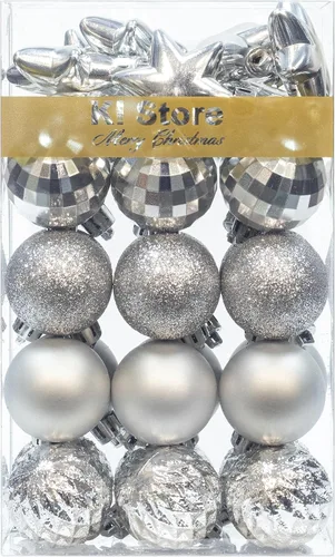 Miniatura 10 de KI Store - Esferas de Navidad color negro, 20 piezas de 3.15 pulgadas, adornos para árbol de Navidad, Halloween, corona, guirnalda, ganchos