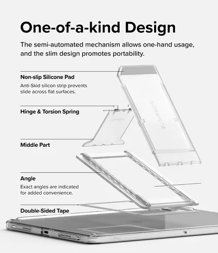 Miniatura 3 de Ringke Excelente soporte universal para tableta, acción de resorte, ajustable, delgado, soporte adhesivo multiángulo para iPad, tabletas Android