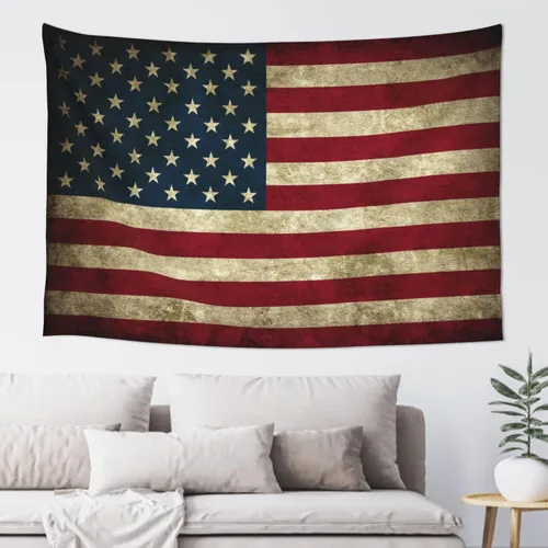 JUHIOPOI Tapiz retro con bandera americana, decoración de pared, tapiz de arte para colgar en la pared, tapiz de pared para dormitorio, sala de