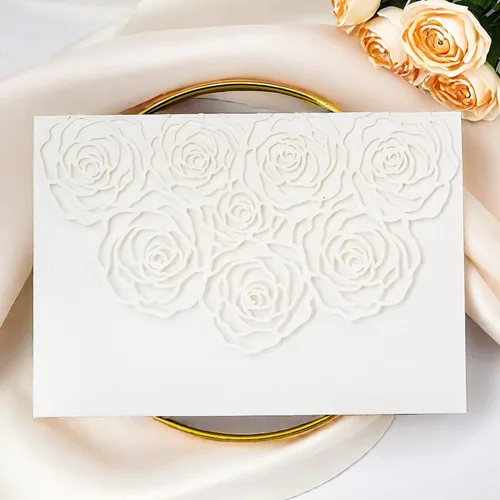 Miniatura 11 de Página interior personalizada, cortada con láser, bolsillo para tarjetas de invitaciones de boda con sobre para fiesta de cumpleaños, invitación