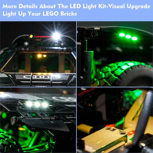 Miniatura 3 de LocoLee Kit de luces LED compatible con LEGO Audi RS Q e-tron 42160, 2023 control remoto mejorado juego de iluminación creativa accesorios