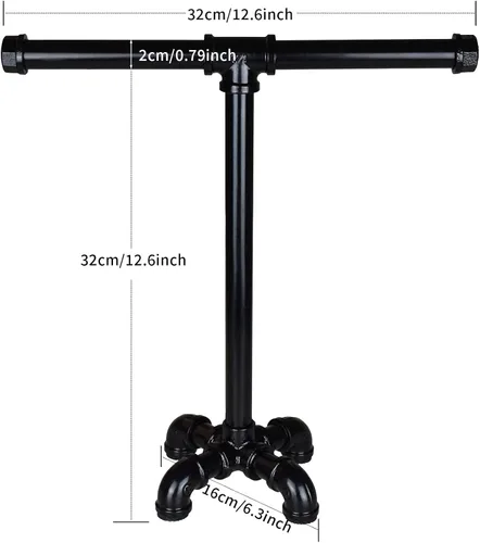 Miniatura 2 de Toallero de mano de tubo rústico Estante de toalla de pie industrial en forma de T Almacenamiento de toallas para baño ROXLLGJC