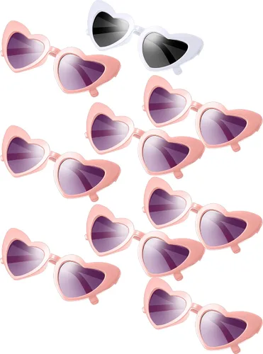Frienda 9 pares de lentes de sol en forma de corazón vintage para mujer, lentes retro para compras, viajes, fiestas
