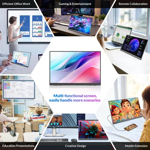 Miniatura 5 de Rii Monitor portátil, 16 pulgadas 144Hz QHD 2.5K 2560X1600 100% sRGB, pantalla externa ultra delgada y ligera con altavoz, USB-C HDMI segunda
