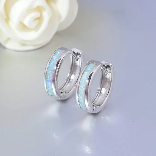 Miniatura 250 de CiNily Aretes Huggie de ópalo con bisagras, chapados en oro, hipoalergénicos, pequeños aretes de aro para mujeres, adolescentes, niñas, hombres