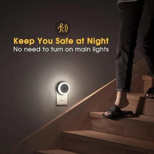 Miniatura 2 de Luces nocturnas enchufables, paquete de 2, luz nocturna LED con sensor para niños, bebé, baño, escalera, pasillo, color blanco frío