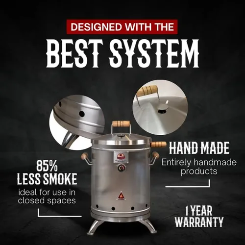 Miniatura 2 de Parrilla vertical 2 en 1 para ahumar (16 libras) - Acero inoxidable 304 de alta calidad - Termómetro y ventilación para barbacoa de carbón Barril