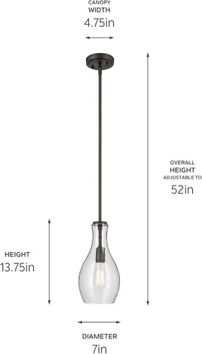 Miniatura 4 de Kichler Everly - Colgante de cristal (13.75 pulgadas, 1 hora de luz), color bronce antiguo