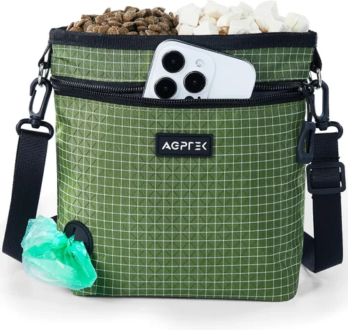 Miniatura 8 de AGPTEK Bolsa magnética para pasear perros con bolsa de aperitivos extraíble y dividida, paquete de cintura resistente al agua con dispensador