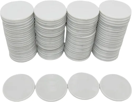 Miniatura 10 de SmartDealsPro Juego de 100 contadores de aprendizaje de plástico opaco de 1 pulgada Mini fichas de juego de fichas de póquer con caja de Blanco