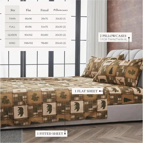 Miniatura 5 de Great Bay Home Juego de sábanas de microfibra tamaño King - Decoración Lodge juego de sábanas de cama de 4 piezas - Ropa de cama de microfibra 10