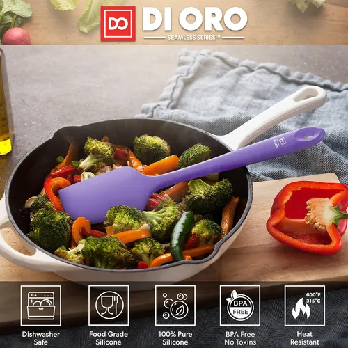 Miniatura 4 de DI ORO - Espátula de silicona – Espátula de cocina de goma resistente al calor de 600 °F para hornear, raspar y mezclar – Utensilios de cocina