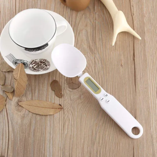Miniatura 4 de Báscula electrónica de cuchara de alimentos de 17.64 oz/0.00 oz con peso para gramos y onzas, báscula digital de cocina con mango y boquilla