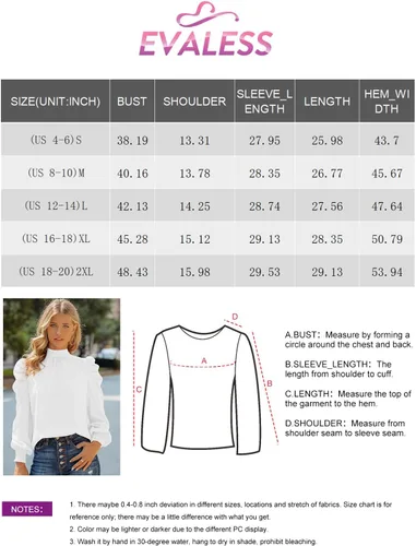 Miniatura 6 de EVALESS Blusas holgadas de cuello alto para mujer, manga larga, estilo casual, para el trabajo, blusas