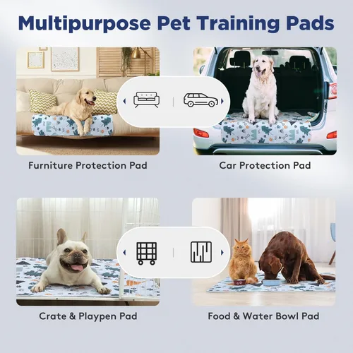 Miniatura 3 de Almohadillas lavables para orina para perros, paquete de 2 unidades grandes de 48 x 48 pulgadas, almohadillas reutilizables súper absorbentes