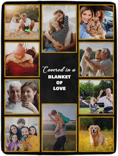 Miniatura 9 de YESCUSTOM Manta personalizada con 10 fotos, manta familiar personalizada para mamá y papá, mantas personalizadas de collage de fotos, mantas