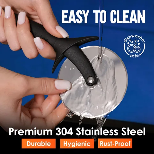 Miniatura 6 de Cortador de Pizza KitchenStar - Cuchillo de corte de acero inoxidable 304 con hoja súper afilada, mecanismo de eje anti-vacilación, mango ergonómico
