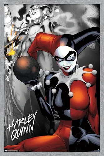 Miniatura 16 de Trends International DC Comics - Póster de pared de Harley Quinn, la bomba, 14.725 x 22.375 pulgadas, versión enmarcada de madera de granero