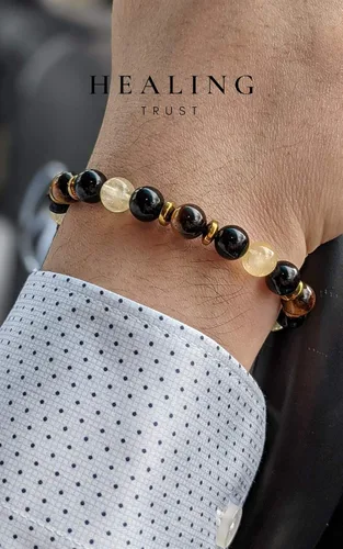 Miniatura 5 de Confianza curativa Pulsera de citrino, pulsera de ojo de tigre, pulsera de riqueza de obsidiana negra Feng Shui para mujeres y hombres, espaciadores