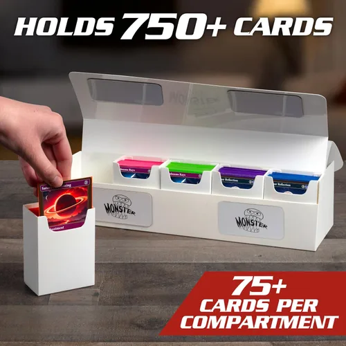 Miniatura 3 de Monster Protectors Caja magnética Deca de 10 barajas, color negro, con capacidad para 750 tarjetas TCG, cierre de autobloqueo, compatible