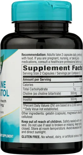 Miniatura 7 de Nature's Way Colina e inositol, salud cerebral*, energía celular*, 1000 mg por porción, 100 cápsulas