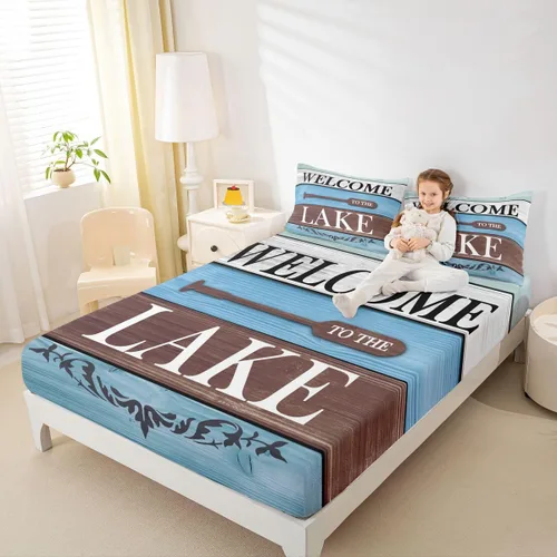 Miniatura 28 de Erosebridal Fishing Fitted Sheet Twin for Boys, Big Pike Fish Black Bed Sheets for Rustic Farmhouse Lake House Decor, Fishing Bedding Set Marine